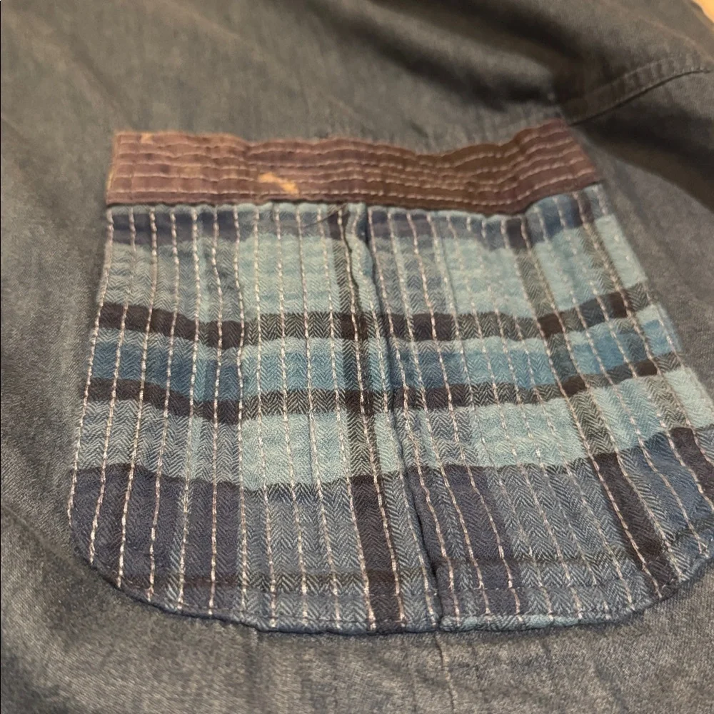 Johnny Was Moonlight Tie Dye Patchwork Military Jacket L Denim Embroidered - Picture 10 of 12